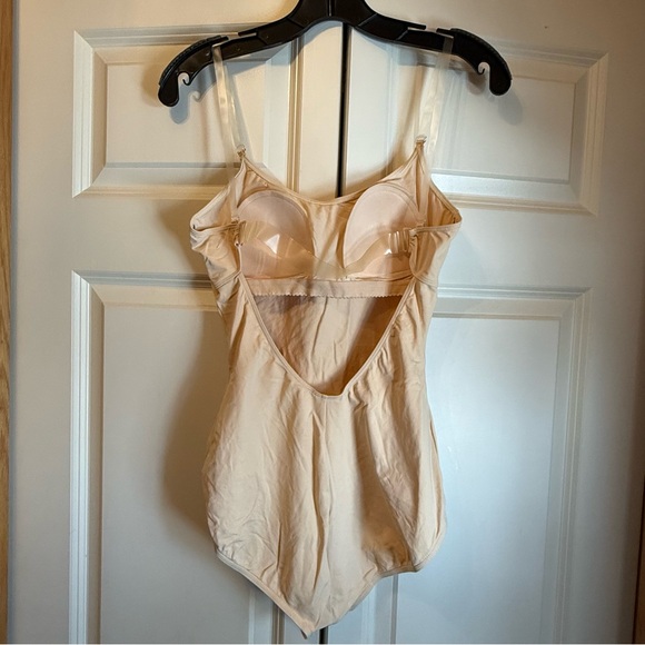 Capezio Camisole Foundation Leotard - Beige Nude Bodysuit with Clear Straps - Picture 2 of 6